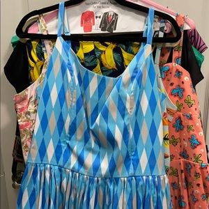 Pinup girl clothing 3X Jenny blue white harlequin